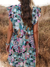 Beau Blossoms: Women's Floral Print Flounce Hem Dress