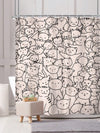 Charming Cat Shower Curtain Set: Featuring Adorable Black and Pink Cats - Waterproof with 12 Plastic Hooks - Ideal for Home Bathroom Decor - Available in 60inch x 72inch