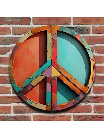 2D Round Metal Painting: Unique Decor for Home, Bar, Club, Cafe - 20cm Diameter