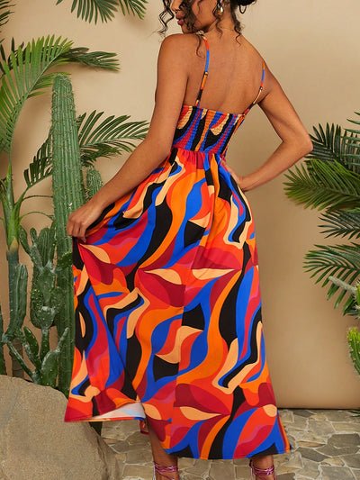 Vacation Ready: Full Print Spaghetti Strap Dress