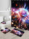 Vibrant Triangle Pattern Shower Curtain and Floor Mat Set