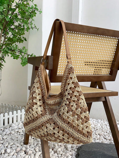 This chic and stylish large capacity Boho woven straw shoulder <a href="https://canaryhouze.com/collections/canvas-tote-bags" target="_blank" rel="noopener">bag</a> is the perfect tote for teen girls on the go! With its unique design and spacious interior, this bag is both fashionable and functional. Stay organized and look fabulous with this must-have accessory.