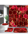 Enhance the look of your bathroom with our Red Honeycomb Marble Bathroom Set. This set includes a <a href="https://canaryhouze.com/collections/shower-curtain" target="_blank" rel="noopener">shower curtain</a>, rugs, bath mat, and toilet lid cover, all featuring a luxurious red honeycomb marble design. Elevate your bathroom's style while enjoying the benefits of a cohesive and stylish set.