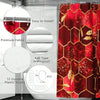 Red Honeycomb Marble Bathroom Set: Shower Curtain, Rugs, Bath Mat, Toilet Lid Cover