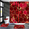 Red Honeycomb Marble Bathroom Set: Shower Curtain, Rugs, Bath Mat, Toilet Lid Cover