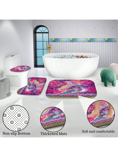 Colorful Fish Scale Tail Bathroom Accessory Set: Shower Curtain, Rugs, and More!