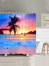 Sunset Beach Bathroom Set: Shower Curtain, Toilet Mat, Bath Mats, Hooks