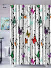 Fluttering Beauty: Creative Butterfly Pattern Shower Curtain with Hooks for Bathroom Decoration