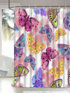 Fluttering Beauty: Creative Butterfly Pattern Shower Curtain with Hooks for Bathroom Decoration