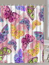 Fluttering Beauty: Creative Butterfly Pattern Shower Curtain with Hooks for Bathroom Decoration