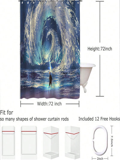 Starry Sky Printed Shower Curtain: Transform Your Bathroom Into a Celestial Oasis