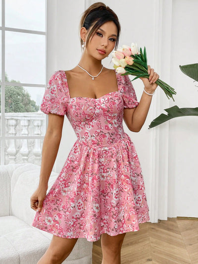 Blooming Beauty Floral Dress: Puff Sleeve Perfection