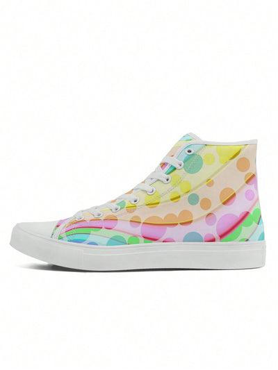 Stylish and Comfortable Women's Colorful Polka Dot Outdoor Canvas Sneakers