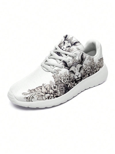 Rabbit and Flower Patterned Women's Outdoor Sport Shoes: Soft, Comfortable, and Stylish