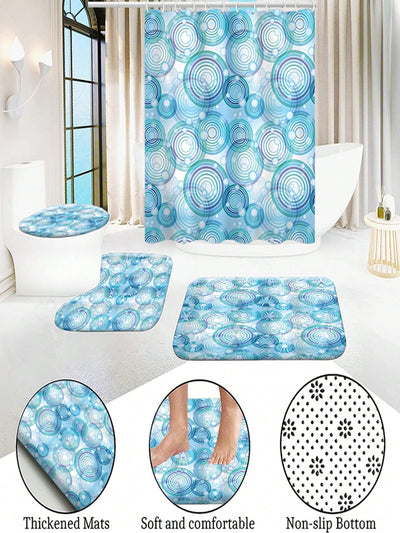 Complete Bathroom Makeover Set: Waterproof Shower Curtain, Toilet Covers, Bath Mats & More!