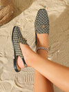 Square Head Metal Buckle Backless Loafers: Fashionably Flat