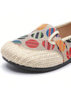 Boho Chic: Women's Retro Linen Slip-On Flats with Dots Print for Summer