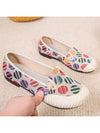 Boho Chic: Women's Retro Linen Slip-On Flats with Dots Print for Summer