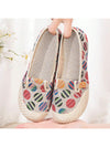 Boho Chic: Women's Retro Linen Slip-On Flats with Dots Print for Summer