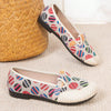 Boho Chic: Women's Retro Linen Slip-On Flats with Dots Print for Summer