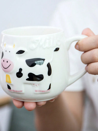 Creative Relief Ceramic Cow Milk Coffee Mug - Add a Touch of Whimsy to Your Morning Routine!