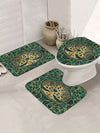 Vintage Pattern Printed Bathroom Set: Shower Curtain, Bathroom Mat, Hooks, Anti-Slip Floor Mat, and Waterproof Window Curtain