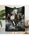 Gallop Into Cozy Comfort: Horse Pattern Flannel Blanket for All Seasons