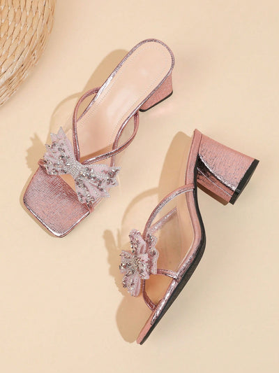 Sparkling Butterfly Slip-On Sandals: Elevate Your Style with Rhinestones and Mesh Details