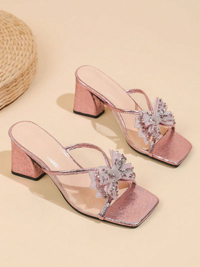 Sparkling Butterfly Slip-On Sandals: Elevate Your Style with Rhinestones and Mesh Details