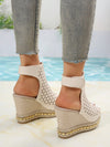 Summer Chic: Beige Leather Strap Wedges for Daily Comfort & Height