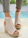 Summer Chic: Beige Leather Strap Wedges for Daily Comfort & Height