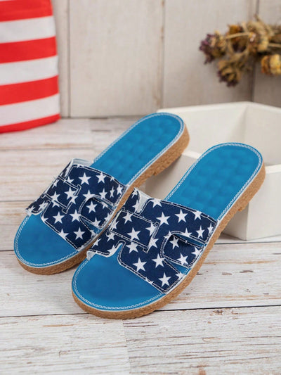 Starry Comfort: Women's Fashionable Flat Slippers for Home, Outdoor Activities, and Beach