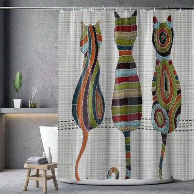 Cute Cat Animal Bathroom Shower Curtain Set: Waterproof & Stylish Decor for Your Home