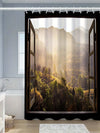 Summer Serenity: Mountain Ocean View Shower Curtain for Bathroom