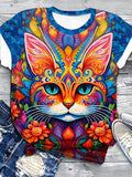 Introducing Lovely Lune's Plus Size Cat Flower Printed <a href=
