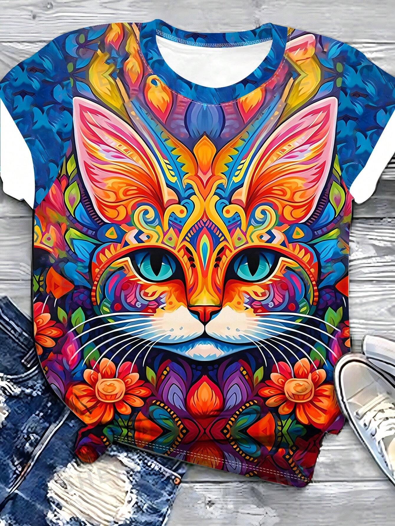 Introducing Lovely Lune's Plus Size Cat Flower Printed <a href="https://canaryhouze.com/collections/tshirt" target="_blank" rel="noopener">T-Shirt!</a> Made for cat lovers and fashion enthusiasts, this shirt features a unique and stylish cat flower print. With a comfortable and flattering plus size fit, this shirt is perfect for everyday wear or as a statement piece. Show off your love for cats in a chic and elegant way with Lovely Lune.