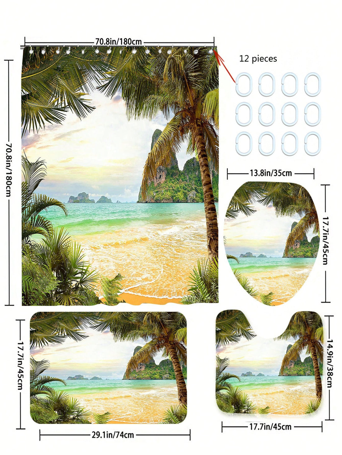 Elevate your <a href="https://canaryhouze.com/collections/shower-curtain" target="_blank" rel="noopener">bathroom</a> with our Coastal Paradise: 4 Piece Bathroom Set. This stylish set includes a soap dispenser, toothbrush holder, tumbler, and soap dish, all adorned with a beautiful coastal design. Create a calming and refreshing atmosphere in your home with this elegant and functional set.