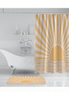 Sunshine Pattern Printed Shower Curtain and Bathroom Mat Set: Brighten Your Bathroom with Style and Functionality