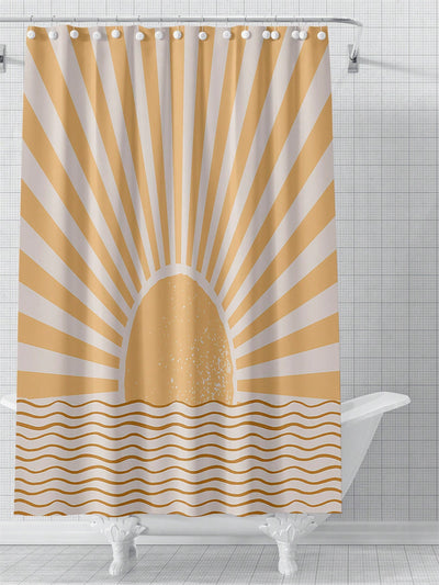 Sunshine Pattern Printed Shower Curtain and Bathroom Mat Set: Brighten Your Bathroom with Style and Functionality