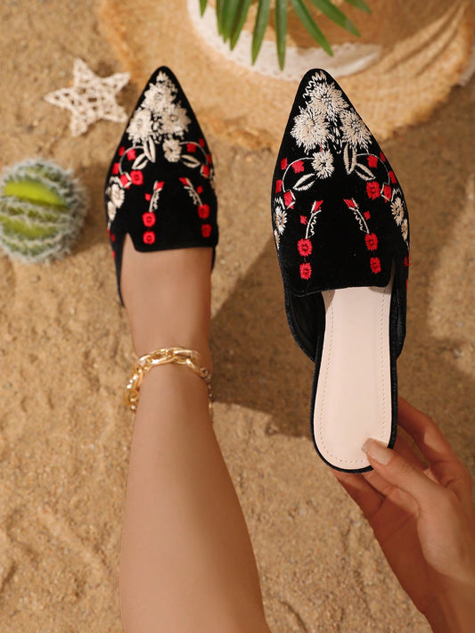 These stylish Summer Blossom Embroidered Flat Mules for women are a must-have for any outdoor activity. With delicate embroidery and a flat sole, these mules offer both style and comfort. Perfect for any summer adventure, these <a href="https://canaryhouze.com/collections/women-canvas-shoes" target="_blank" rel="noopener">shoes</a> are sure to make a statement.