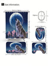 Waterproof Wolf Howling Shower Curtain Set: Decorative Bathroom Essentials with Anti-Slip Mat and Toilet Seat Cover