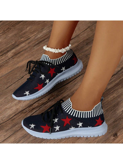 Stylish Stars: Women's Casual Lightweight Sneakers for Independence Day