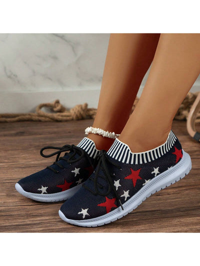 Stylish Stars: Women's Casual Lightweight Sneakers for Independence Day