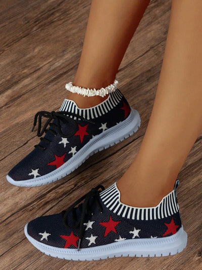 Stylish Stars: Women's Casual Lightweight Sneakers for Independence Day