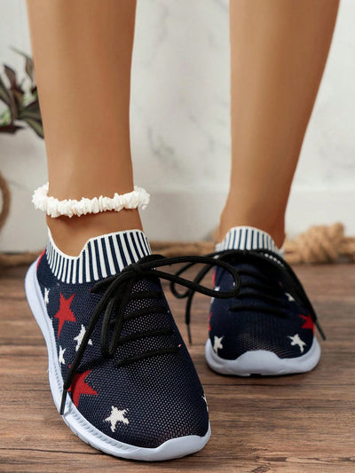 Stylish Stars: Women's Casual Lightweight Sneakers for Independence Day