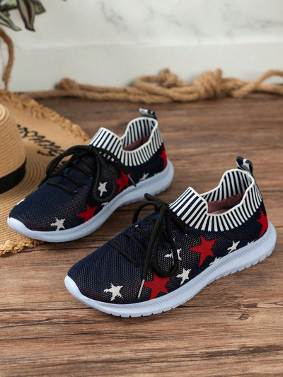 Stylish Stars: Women's Casual Lightweight Sneakers for Independence Day