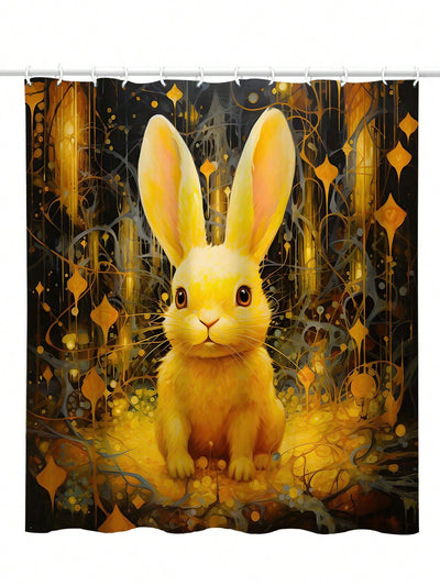 Adorable Rabbit Printed Shower Curtain: A Modern, Waterproof Addition to Your Bathroom Decor!