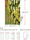 Blooming Beauty: Floral Scenery Printed Shower Curtain and Hook Set