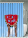 Juicy Watermelon Waterproof Bath Curtain with Hooks: Fun Bathroom Decor Accessory