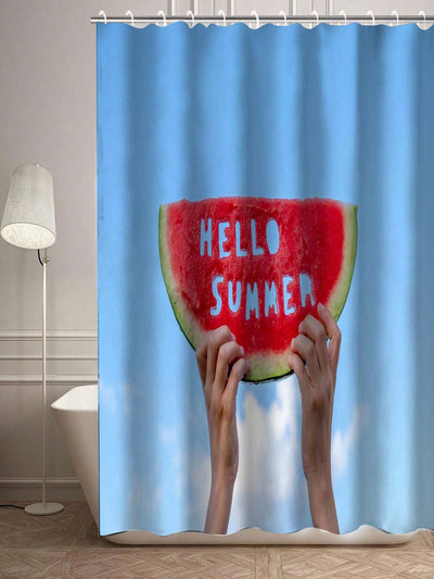 Juicy Watermelon Waterproof Bath Curtain with Hooks: Fun Bathroom Decor Accessory